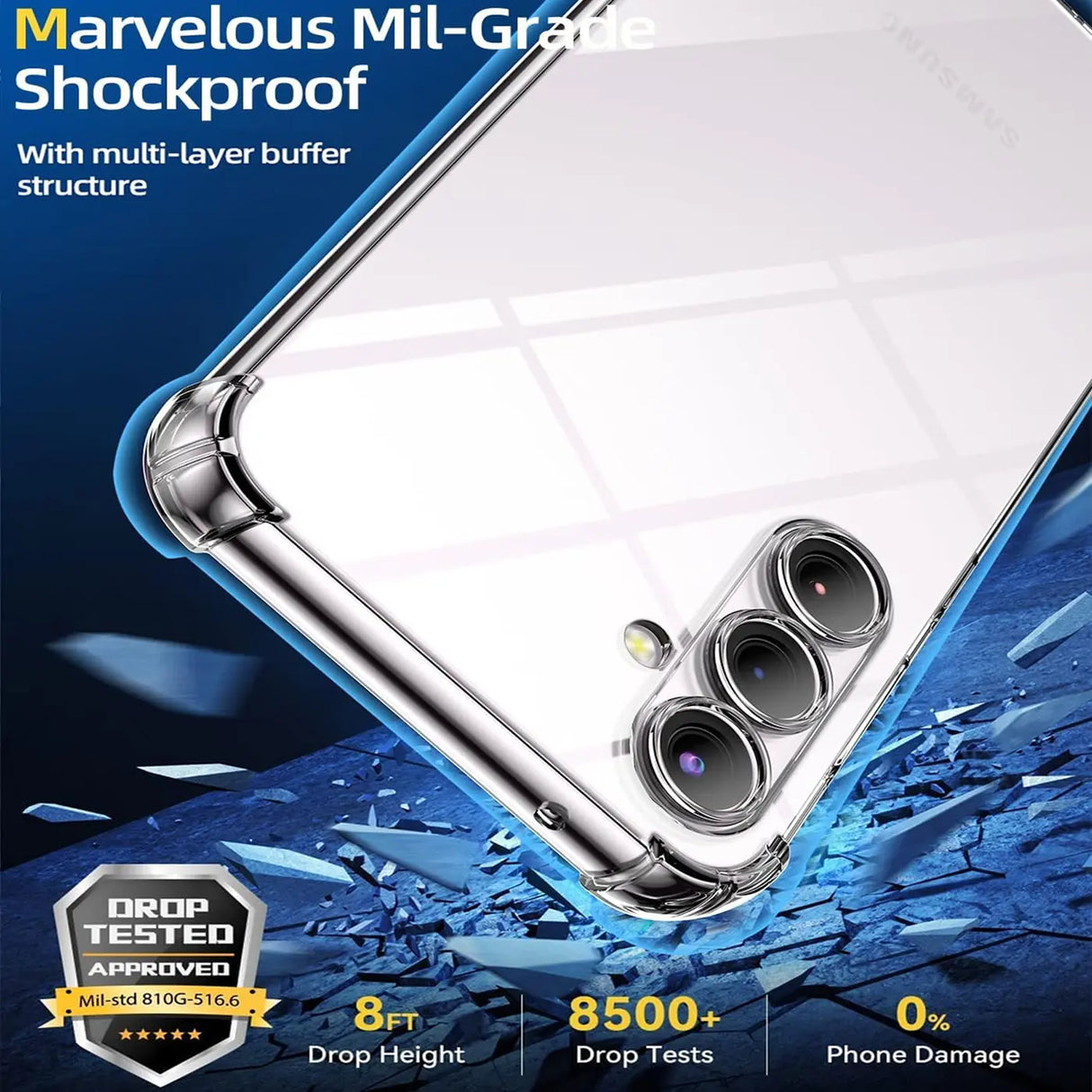 Stoßdämpfende, durchsichtige Handyhülle für Samsung Galaxy S23 FE