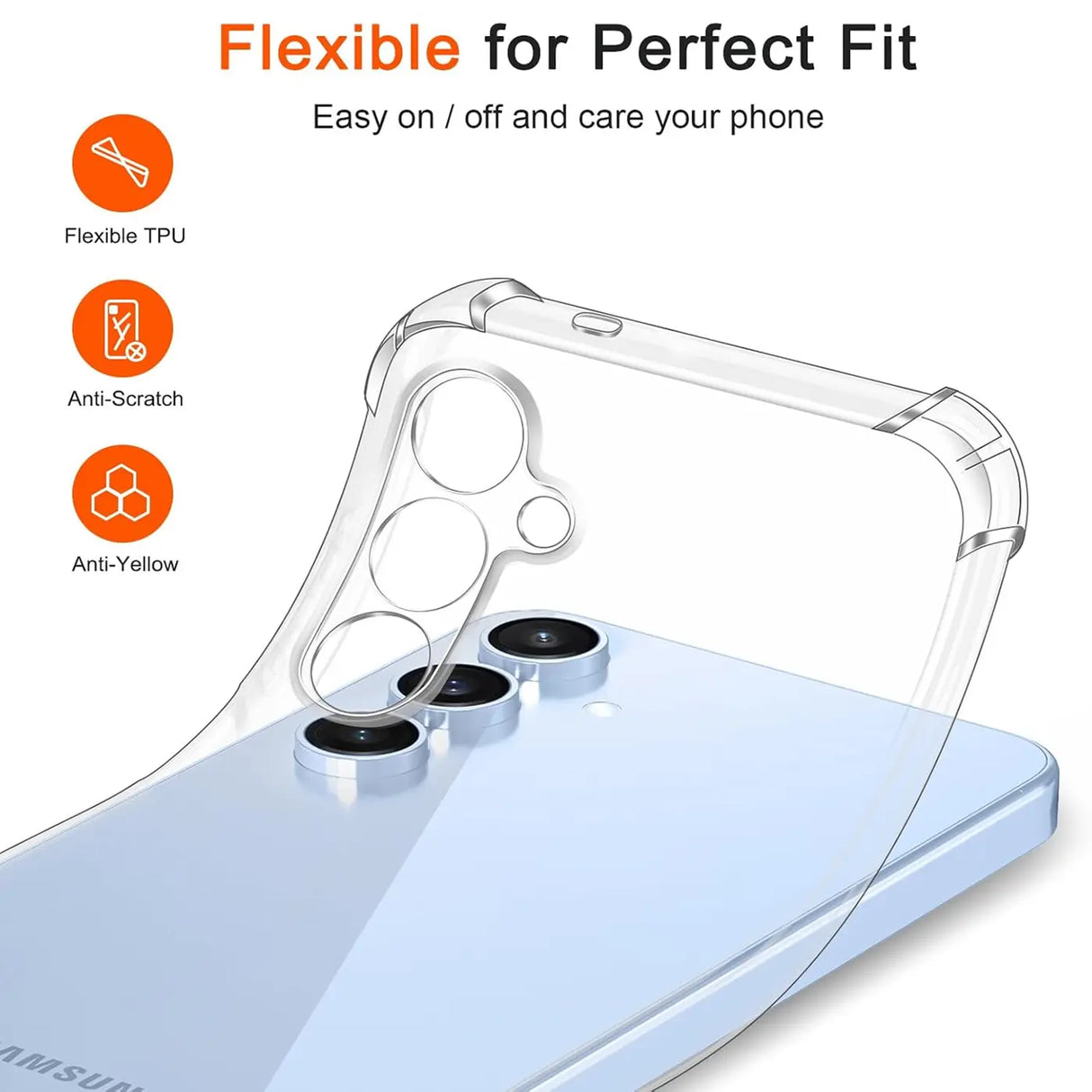 Stoßdämpfende, durchsichtige Handyhülle für Samsung Galaxy S25