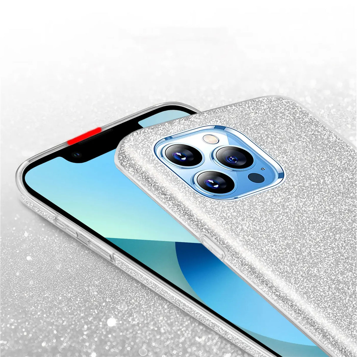 Glitzer Handyhülle aus TPU für iPhone 13 Pro Max in Silber