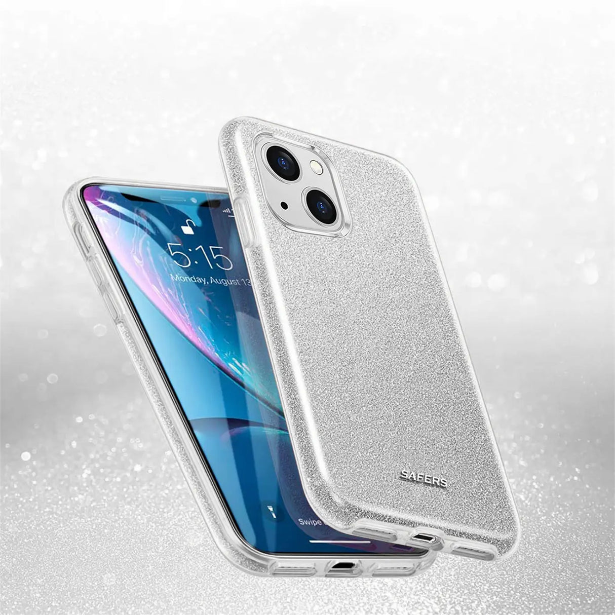 Glitzer Handyhülle aus TPU für iPhone 13 in Silber