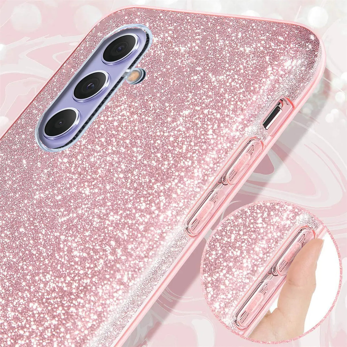 Glitzer Handyhülle aus TPU für Samsung Galaxy A14 4G / 5G in Rosegold