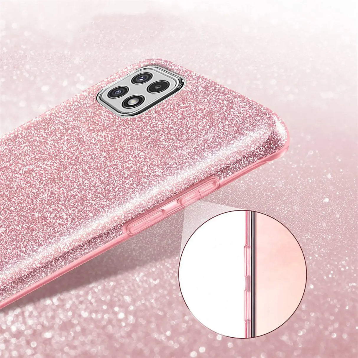Glitzer Handyhülle aus TPU für Samsung Galaxy A22 5G in Rosegold