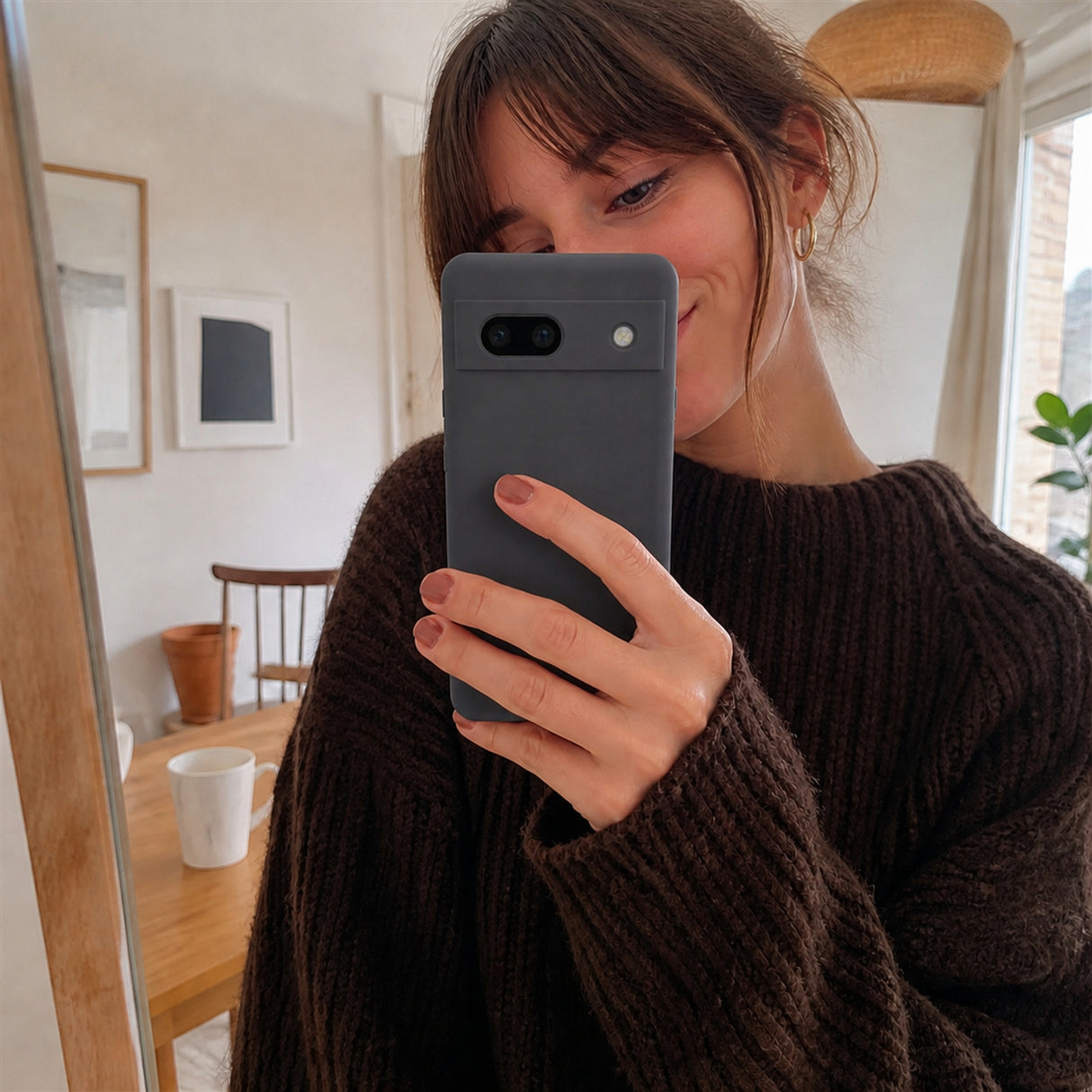 Google Pixel 7A Silicone Pro Silikon Hülle Anthrazit – Detailansicht 6
