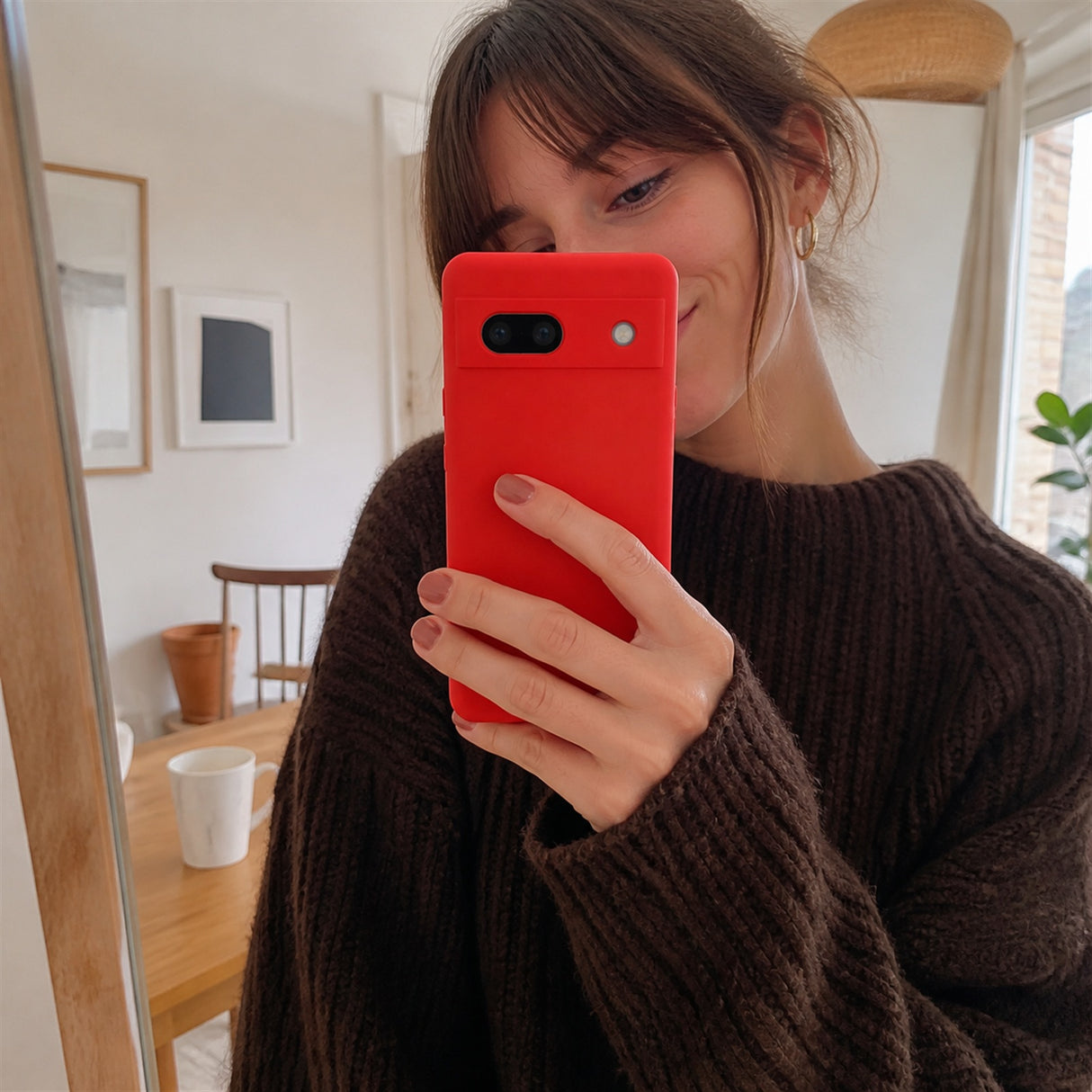 Google Pixel 7A Silicone Pro Silikon Hülle Rot – Detailansicht 6