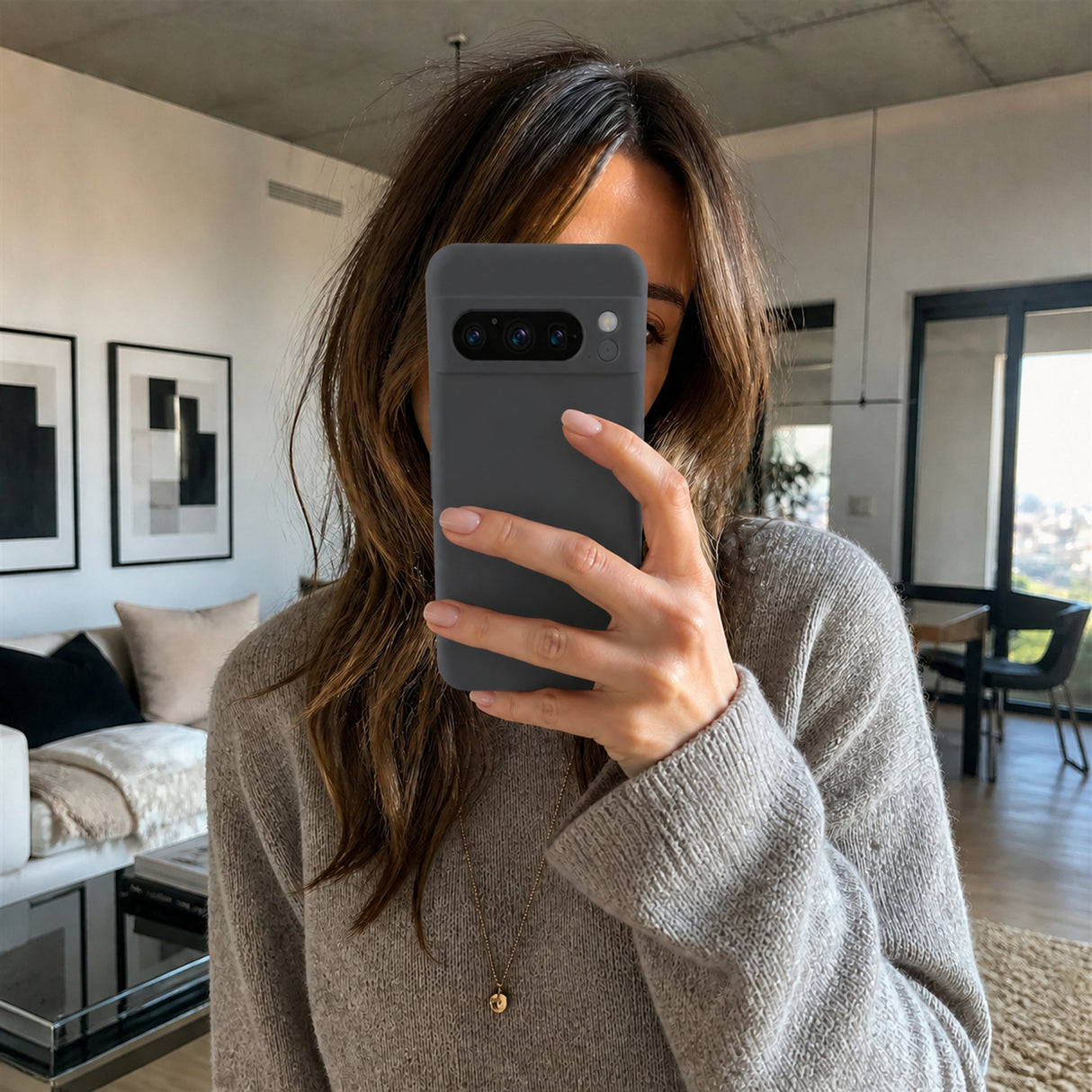 Google Pixel 8 Pro Silicone Pro Silikon Hülle Anthrazit – Detailansicht 6