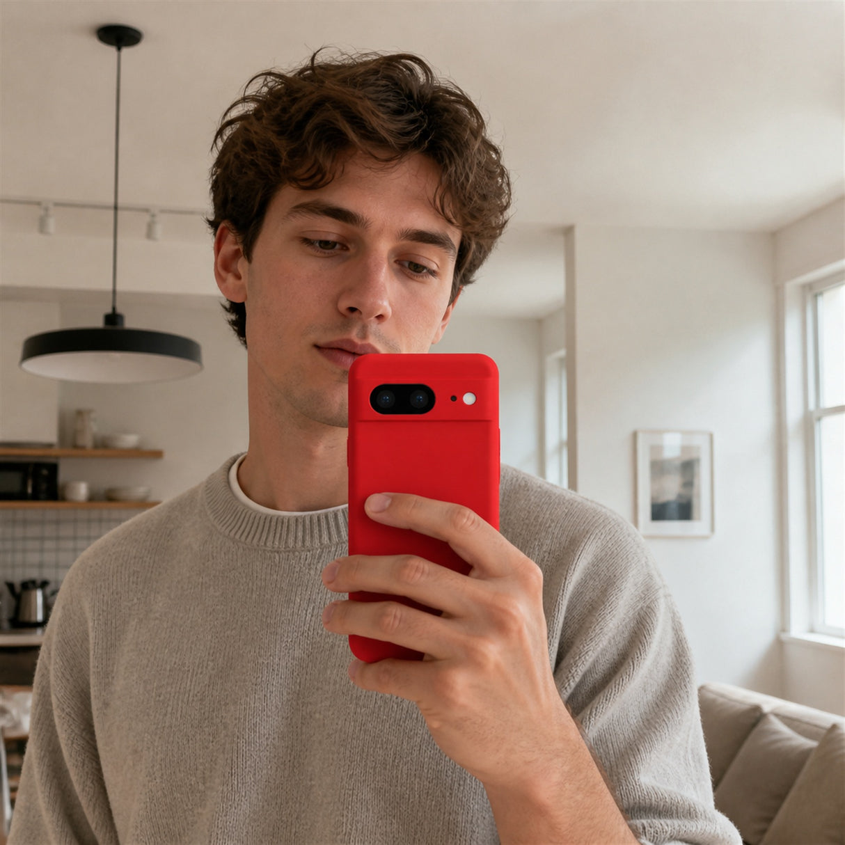 Google Pixel 8 Silicone Pro Silikon Hülle Rot – Detailansicht 6