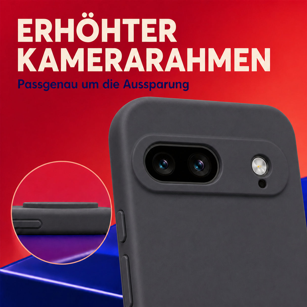 Google Pixel 8A Silicone Pro Silikon Hülle Anthrazit – Detailansicht 2