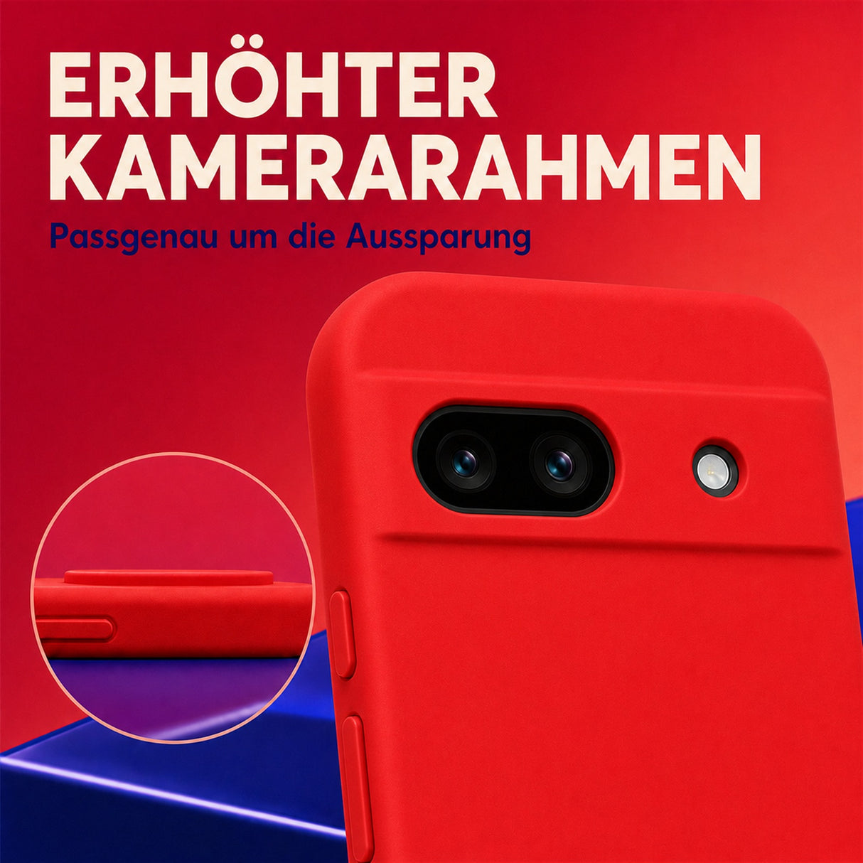 Google Pixel 8A Silicone Pro Silikon Hülle Rot – Detailansicht 2