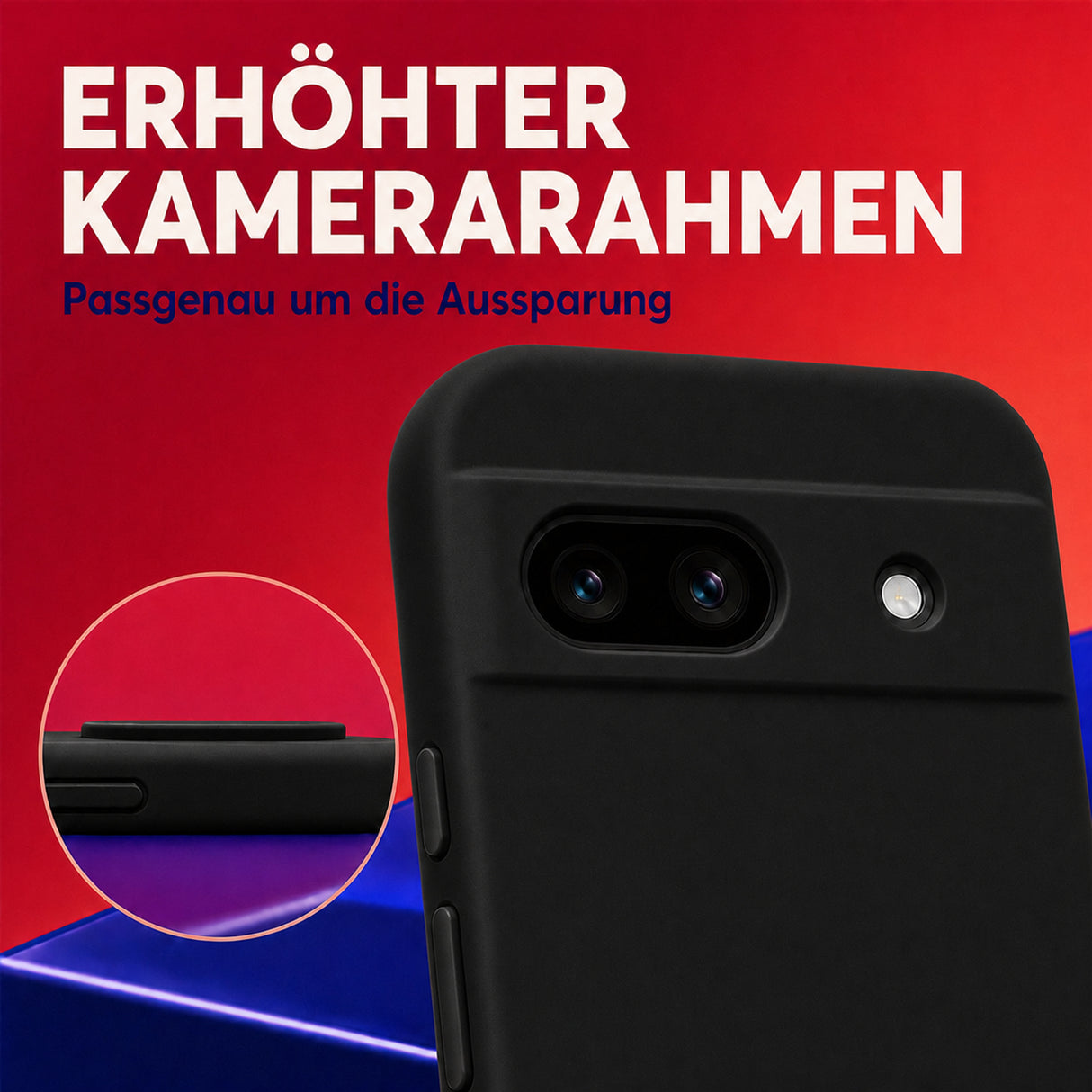 Google Pixel 8A Silicone Pro Silikon Hülle Schwarz – Detailansicht 2