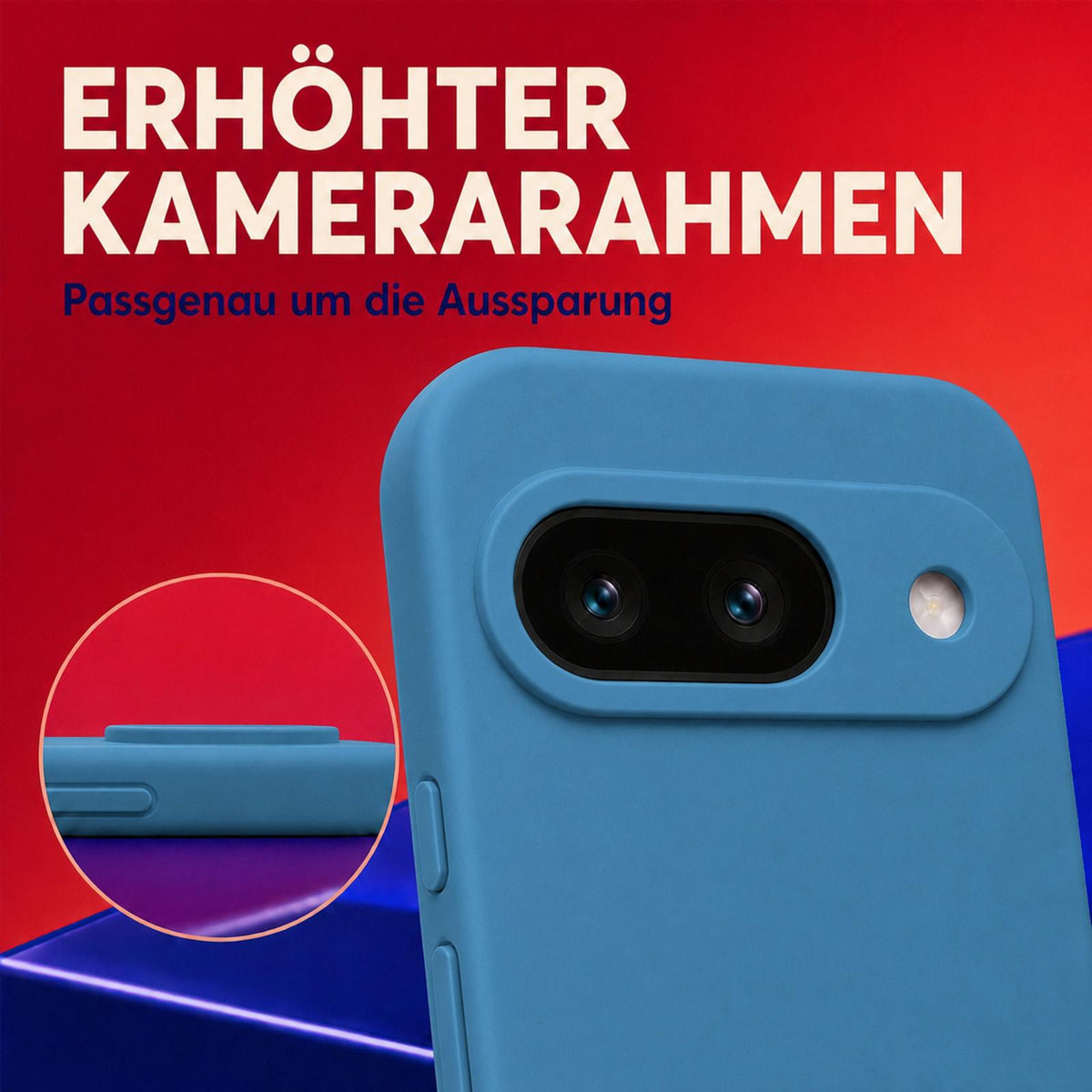 Google Pixel 9 Silicone Pro Silikon Hülle Marineblau – Detailansicht 2