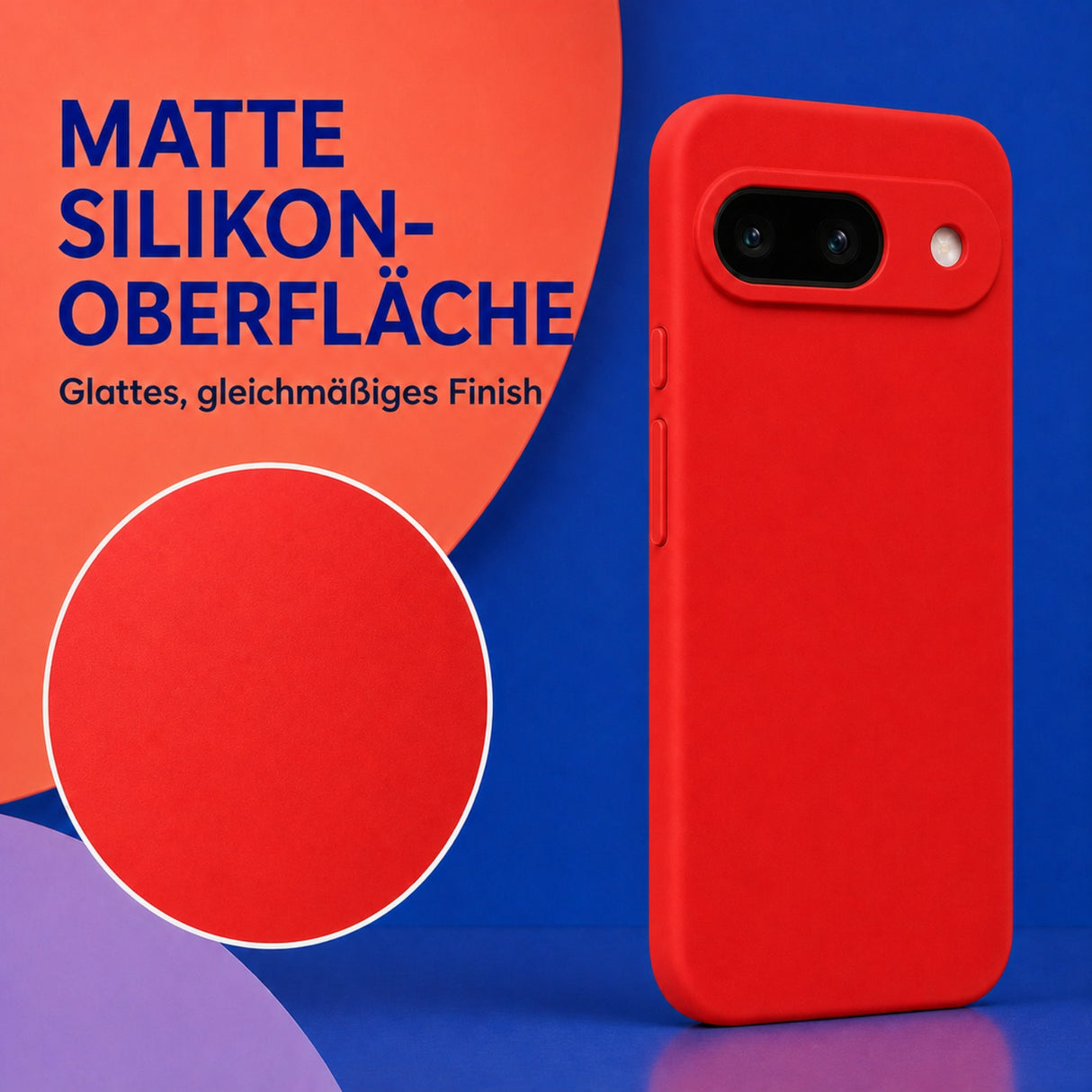 Google Pixel 9 Silicone Pro Silikon Hülle Rot – Detailansicht 1