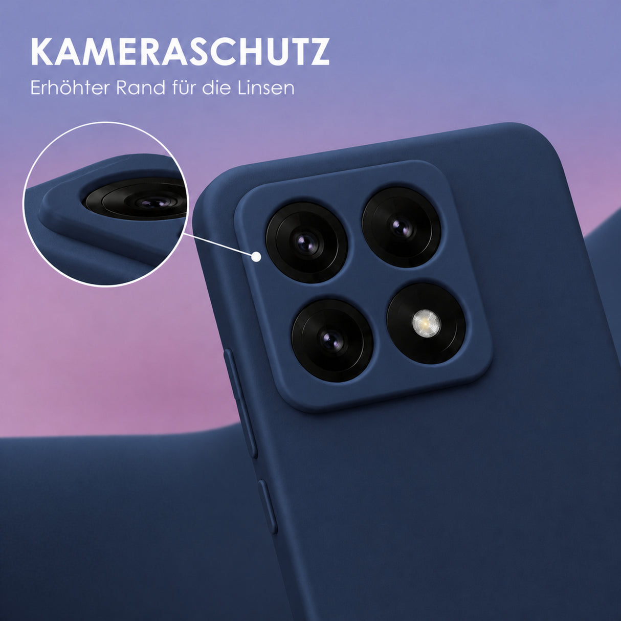Xiaomi 14T Silicone Pro Silikon Hülle Marineblau – Detailansicht 2