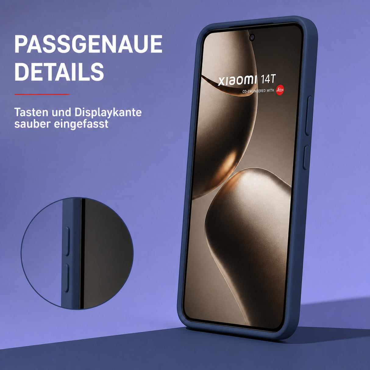 Xiaomi 14T Silicone Pro Silikon Hülle Marineblau – Detailansicht 3