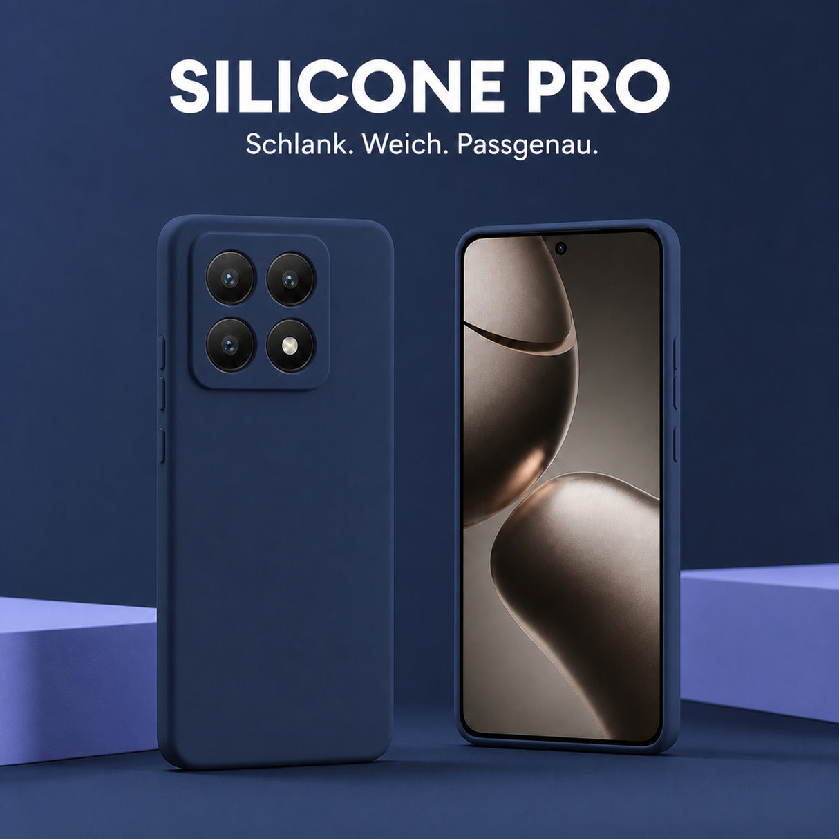 Xiaomi 14T Silicone Pro Silikon Hülle Marineblau – Detailansicht 5