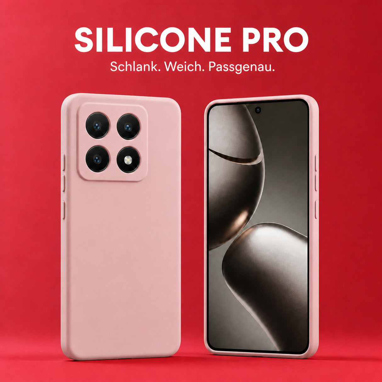 Xiaomi 14T Pro Silicone Pro Silikon Hülle Altrosa – Detailansicht 5
