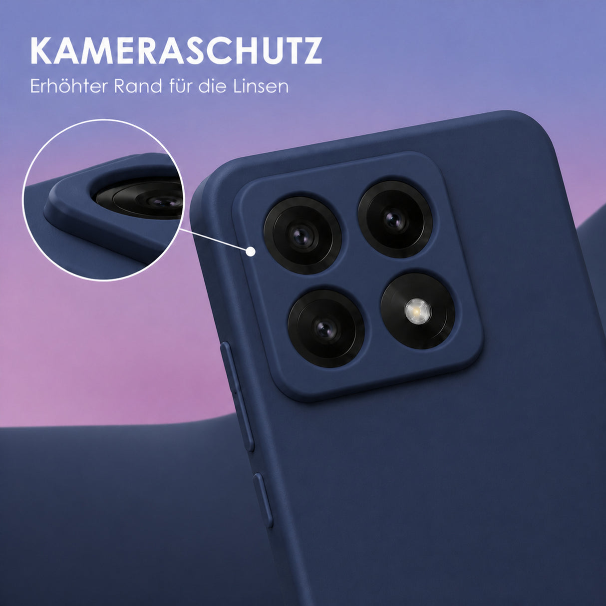 Xiaomi 14T Pro Silicone Pro Silikon Hülle Marineblau – Detailansicht 2