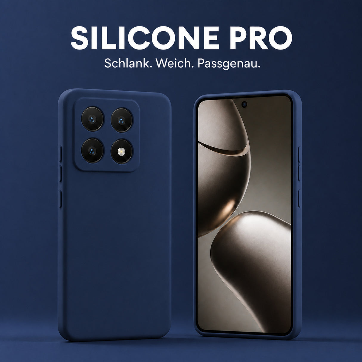 Xiaomi 14T Pro Silicone Pro Silikon Hülle Marineblau – Detailansicht 5