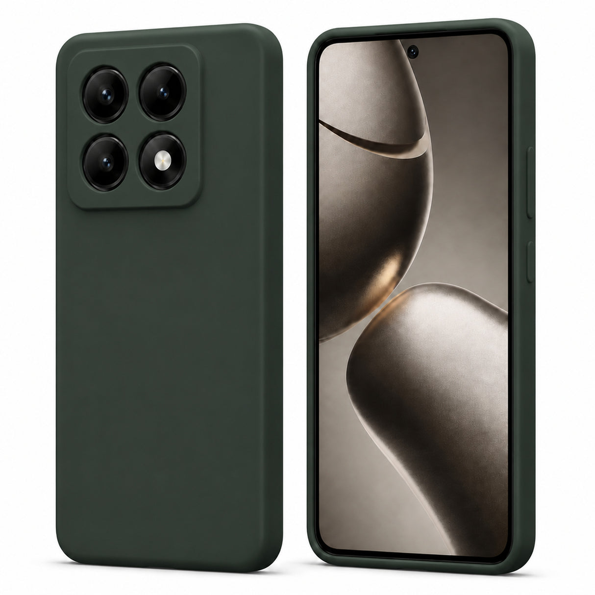 Xiaomi 14T Pro Silicone Pro Silikon Hülle in Tannengrün – Produktansicht