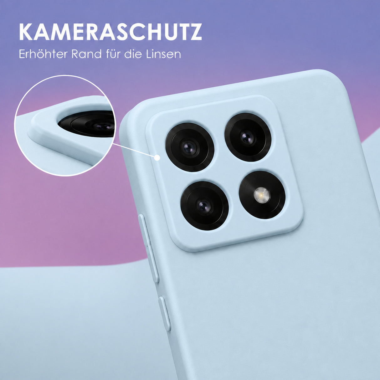 Xiaomi 14T Pro Silicone Pro Silikon Hülle Wolkenblau – Detailansicht 2