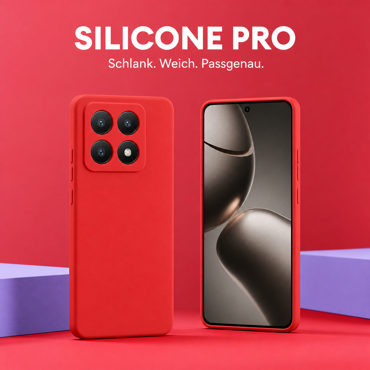 Xiaomi 14T Silicone Pro Silikon Hülle Rot – Detailansicht 5