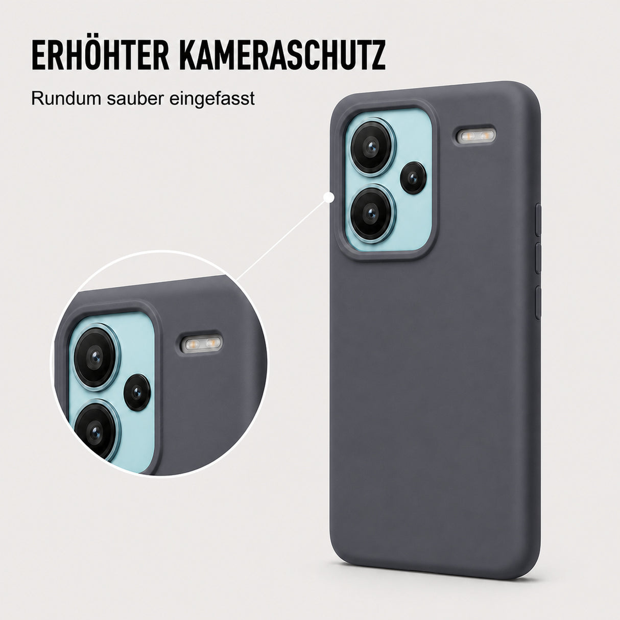 Xiaomi Redmi Note 13 Pro+ 5G Silicone Pro Silikon Hülle Anthrazit – Detailansicht 2