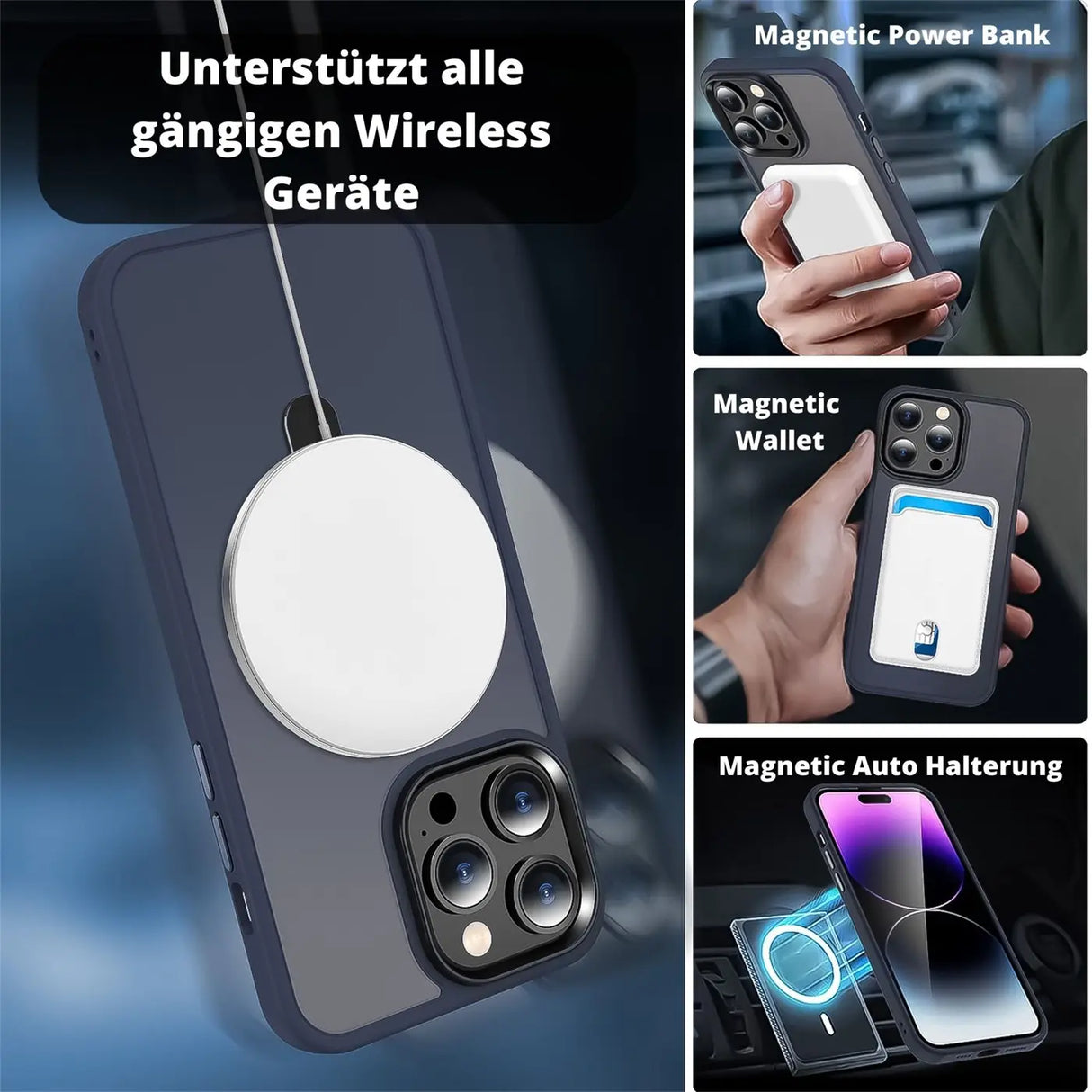 Funktionale und schützende MagSafe Hülle für iPhone 15 Pro in Dunkelblau