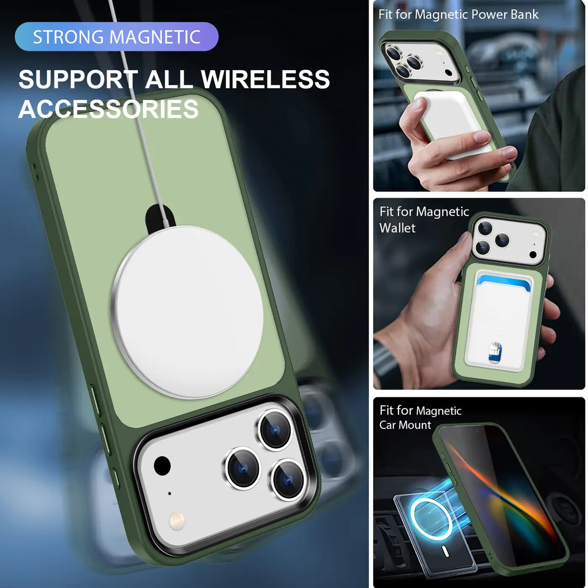 Funktionale und schützende MagSafe Hülle für iPhone 17 Pro Max in Grün