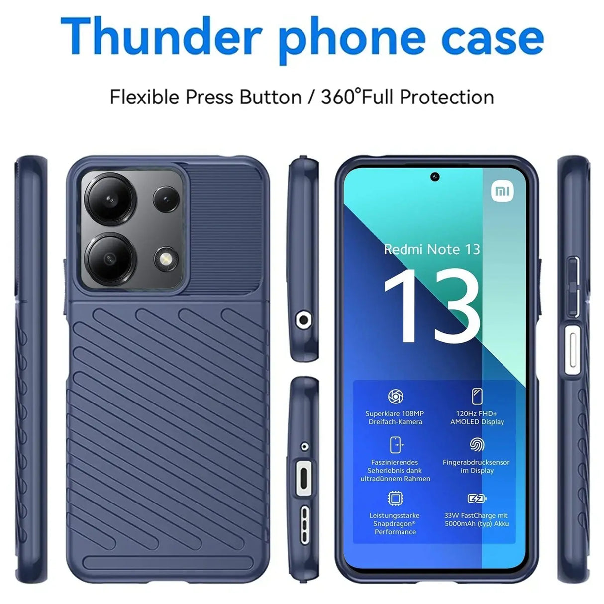 Stoßfeste und stylische robuste Handyhülle für Xiaomi Redmi Note 13 4G