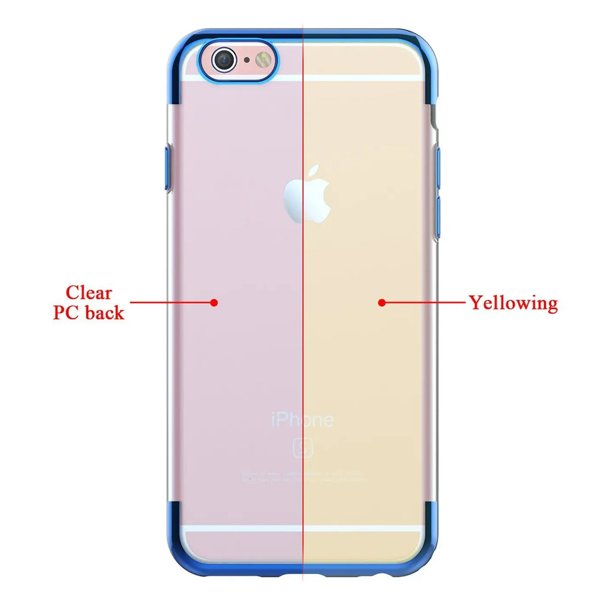 Transparente Handyhülle für iPhone 6s Plus / 6 Plus mit farblichen Akzenten in Schwarz, Rot, Blau oder Roségold.