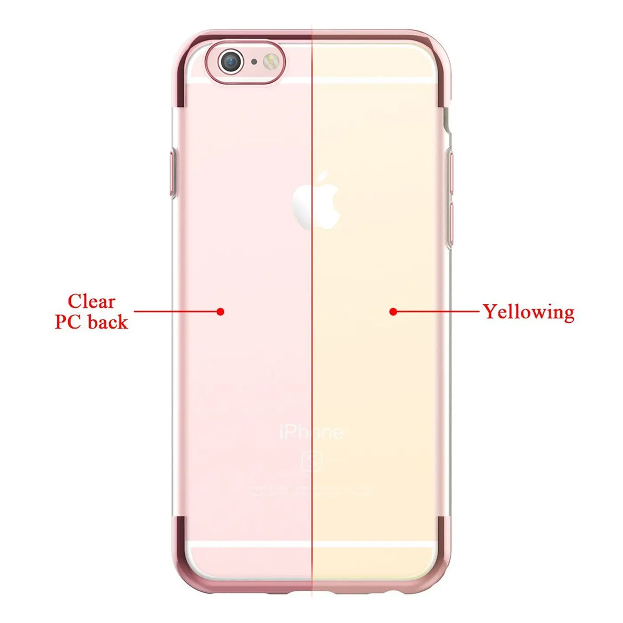 Transparente Handyhülle für iPhone 6s Plus / 6 Plus mit farblichen Akzenten in Schwarz, Rot, Blau oder Roségold.