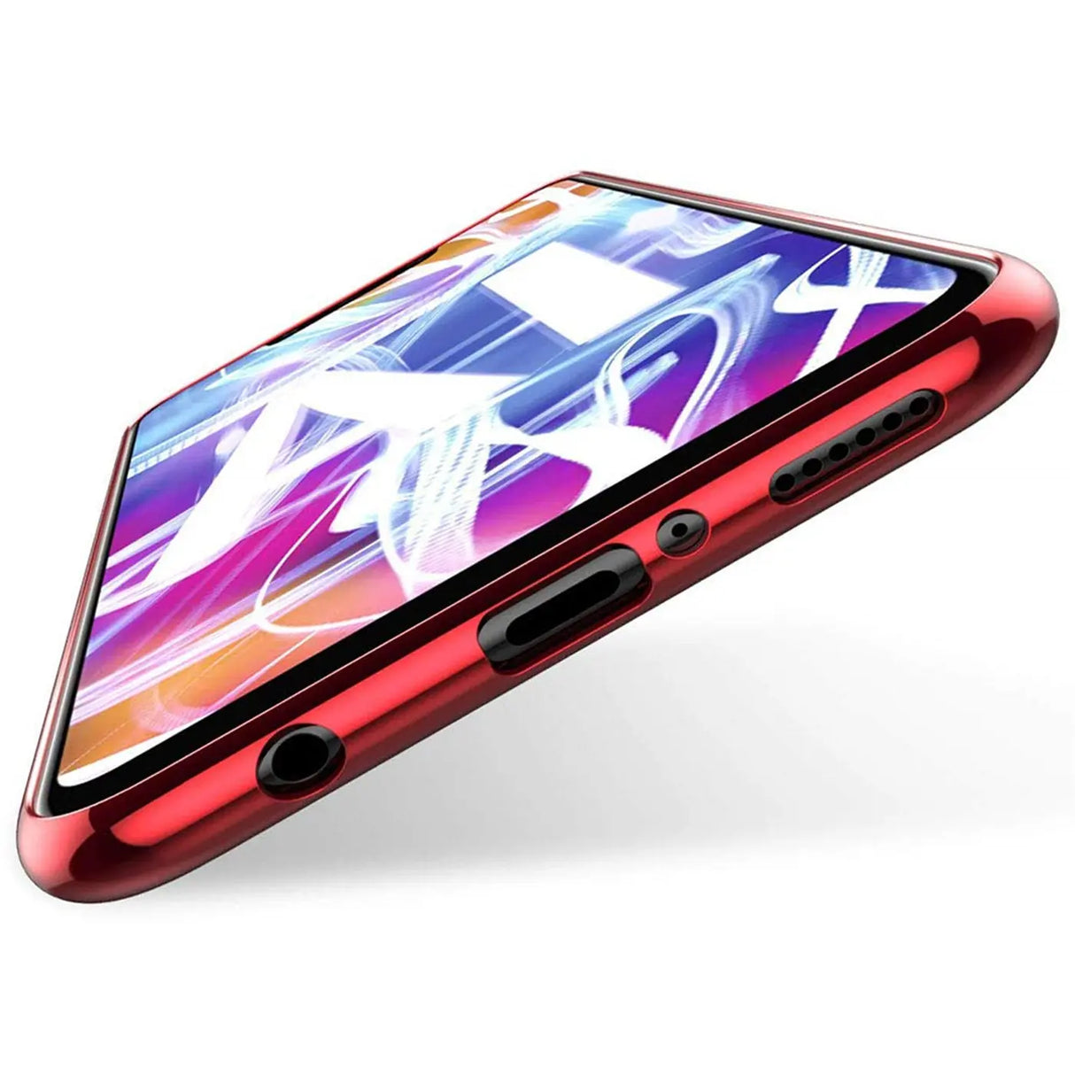 Transparente Handyhülle für Huawei Mate 20 Lite mit farblichen Akzenten in Schwarz, Rot, Blau oder Roségold.