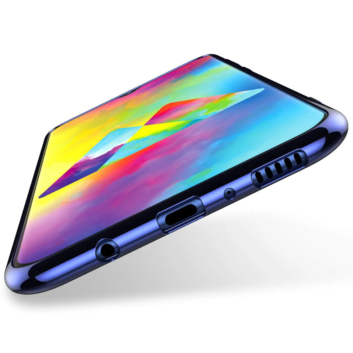 Transparente Handyhülle für Samsung Galaxy A10 mit farblichen Akzenten in Schwarz, Rot, Blau oder Roségold.