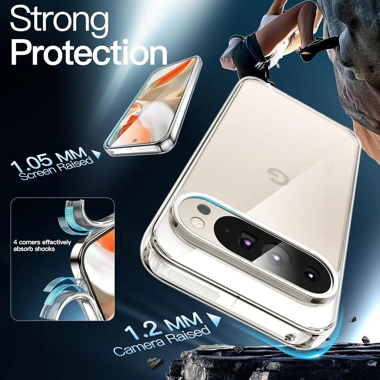 Durchsichtige Handyhülle für Google Pixel 9 Pro XL mit Anti-Vergilbung