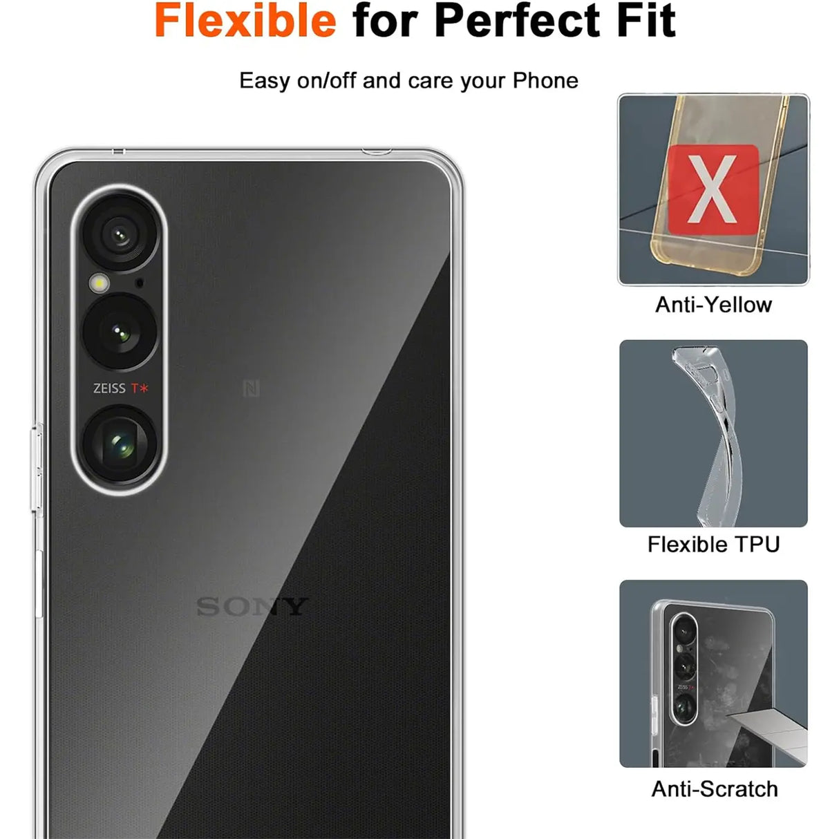 Durchsichtige Handyhülle für Sony Xperia 1 VI mit Anti-Vergilbung