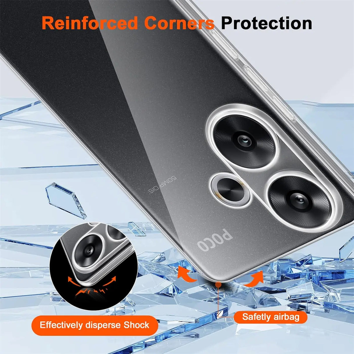 Durchsichtige Handyhülle für Xiaomi Poco F6 mit Anti-Vergilbung