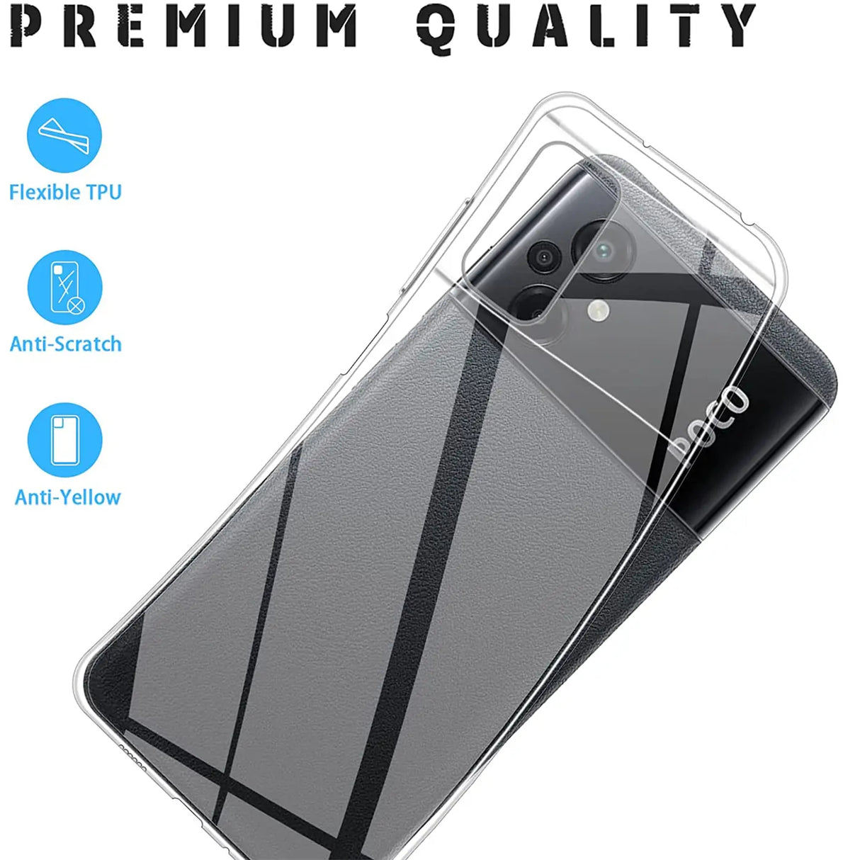 Durchsichtige Handyhülle für Xiaomi Poco M5 mit Anti-Vergilbung
