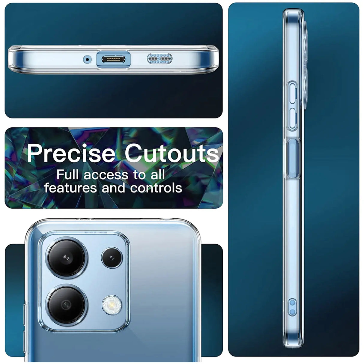 Durchsichtige Handyhülle für Xiaomi Redmi Note 13 4G mit Anti-Vergilbung