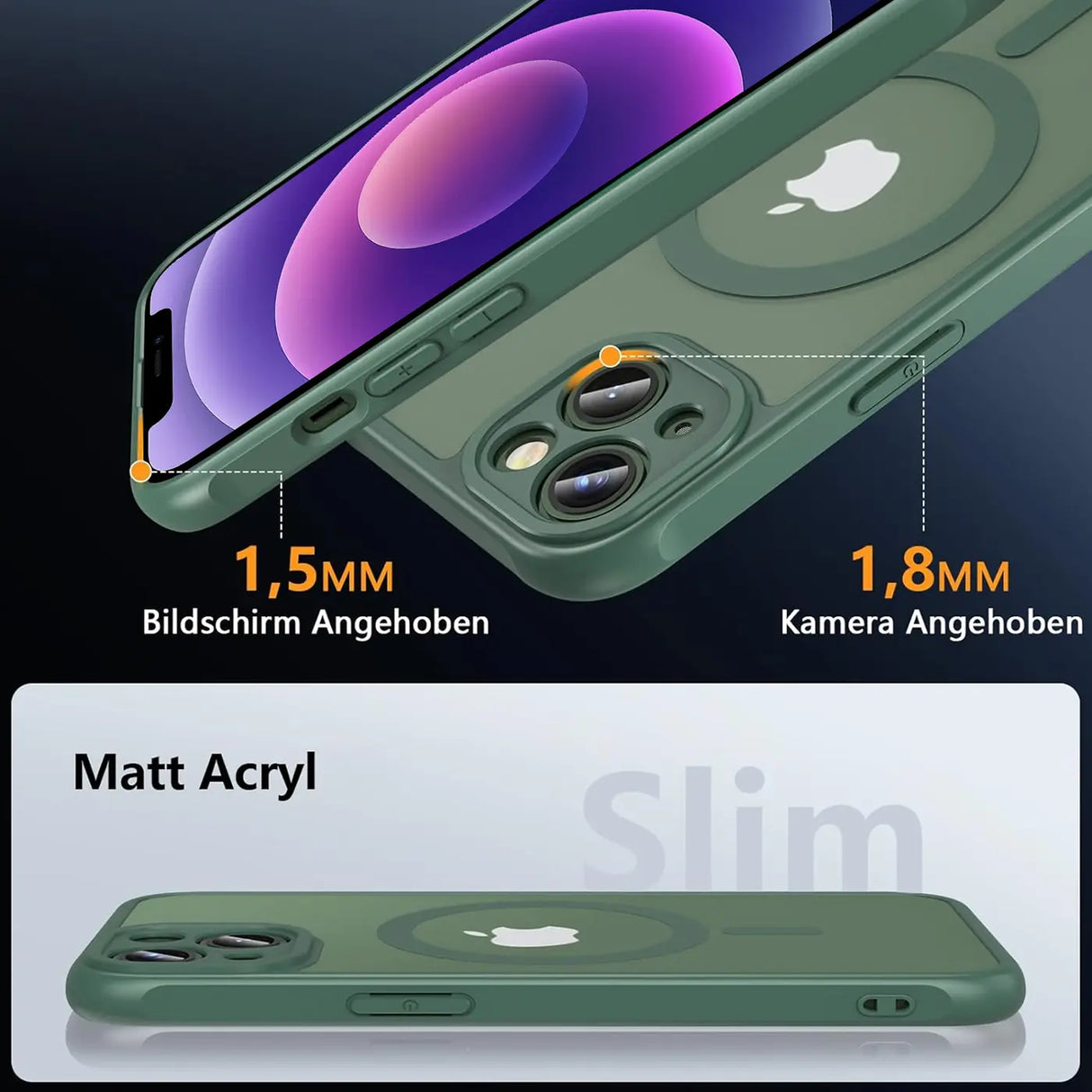 Apple iPhone 12 Hülle mit MagSafe, stoßfestem TPU-Material, erhöhter Kameraschutz und schlankem Design in verschiedenen Farben