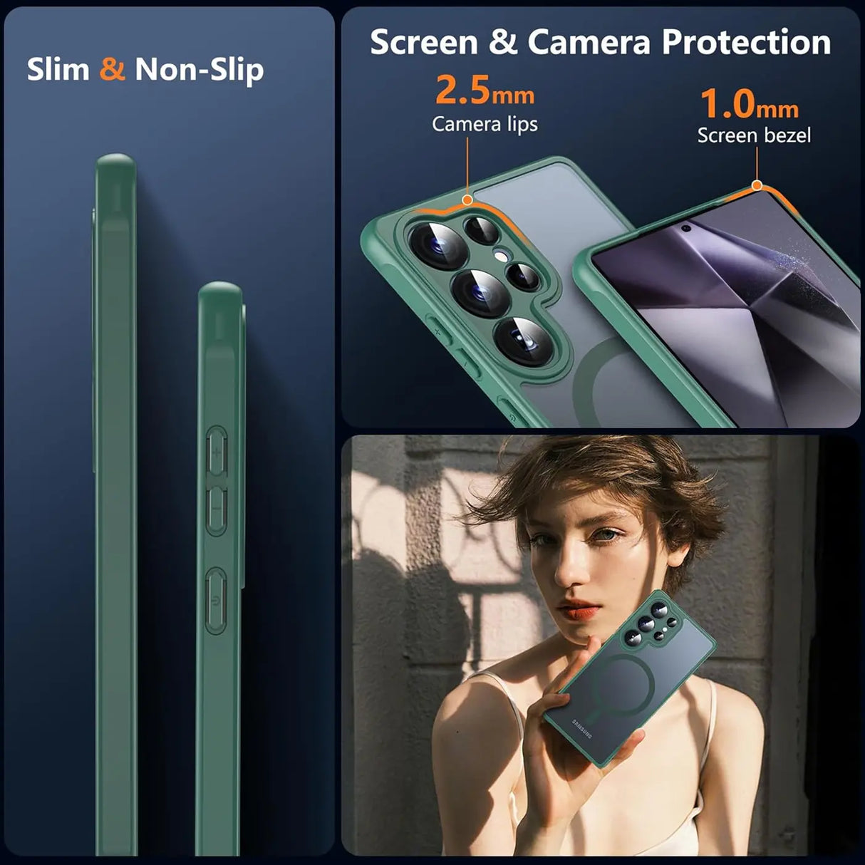 Samsung Galaxy S24 Ultra Hülle mit MagSafe, stoßfestem TPU-Material, erhöhter Kameraschutz und schlankem Design in verschiedenen Farben