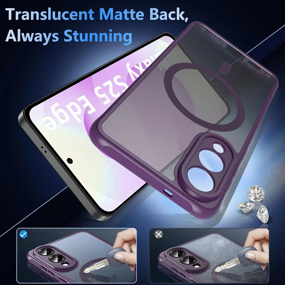 Samsung Galaxy S25 Edge Hülle mit MagSafe, stoßfestem TPU-Material, erhöhter Kameraschutz und schlankem Design in verschiedenen Farben