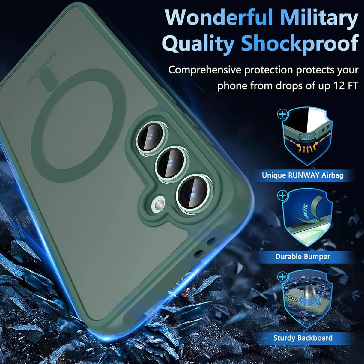 Samsung Galaxy S25 Plus Hülle mit MagSafe, stoßfestem TPU-Material, erhöhter Kameraschutz und schlankem Design in verschiedenen Farben