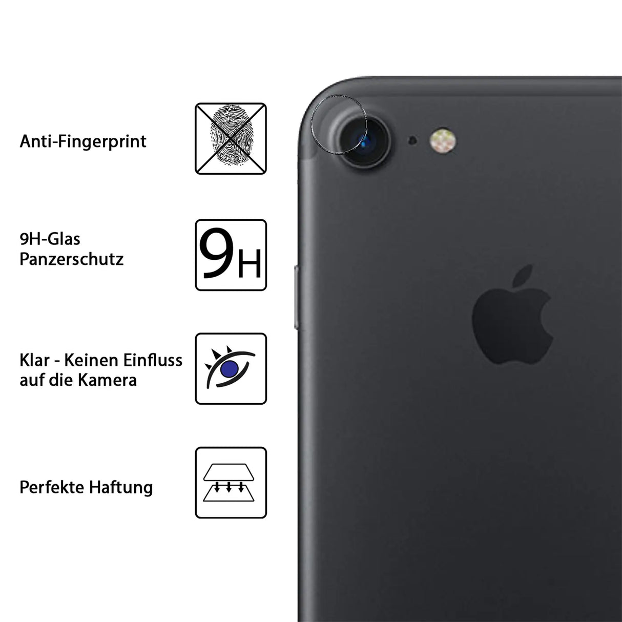 4in1 9H Displayschutz-Set für iPhone 7 / 8 / SE 2 / SE 3, 2x Displayglas und 2x Kameraglas