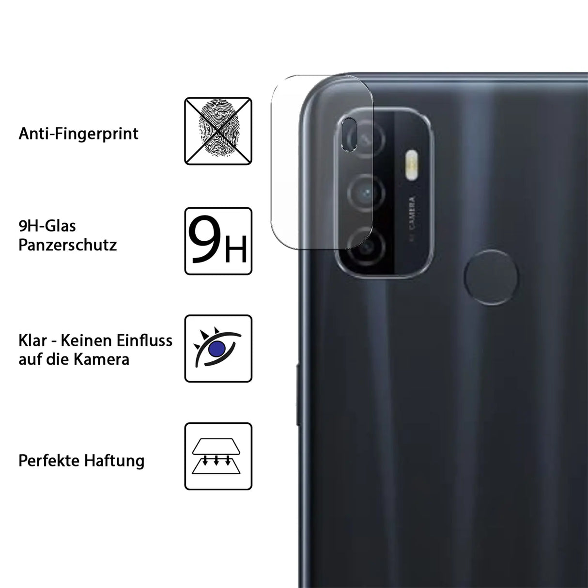 4in1 9H Displayschutz-Set für Oppo A53 / A53S, 2x Displayglas und 2x Kameraglas