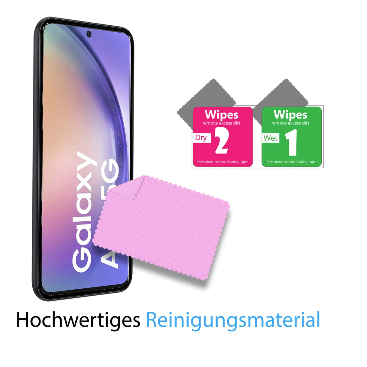 4in1 9H Displayschutz-Set für Samsung Galaxy A55 5G, 2x Displayglas und 2x Kameraglas