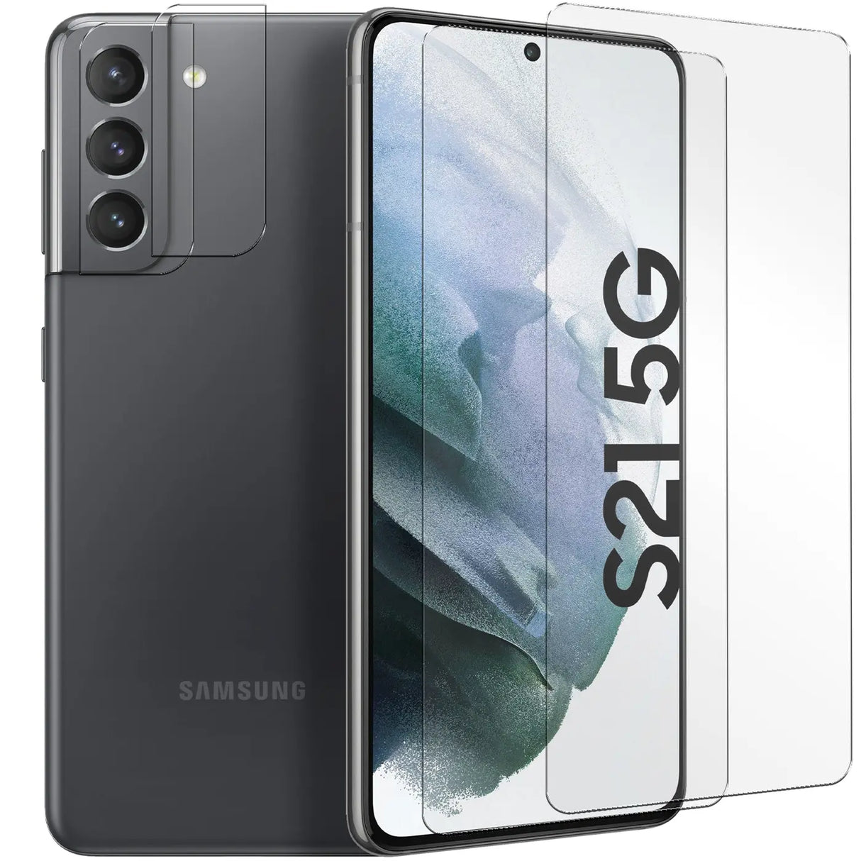 4in1 9H Displayschutz-Set für Samsung Galaxy S21, 2x Displayglas und 2x Kameraglas
