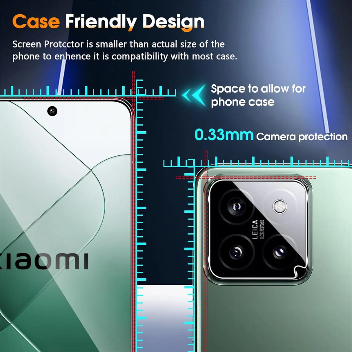 4in1 9H Displayschutz-Set für Xiaomi 14T, 2x Displayglas und 2x Kameraglas