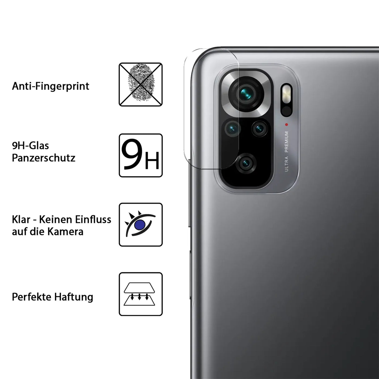 4in1 9H Displayschutz-Set für Xiaomi Redmi Note 10 / 10S, 2x Displayglas und 2x Kameraglas