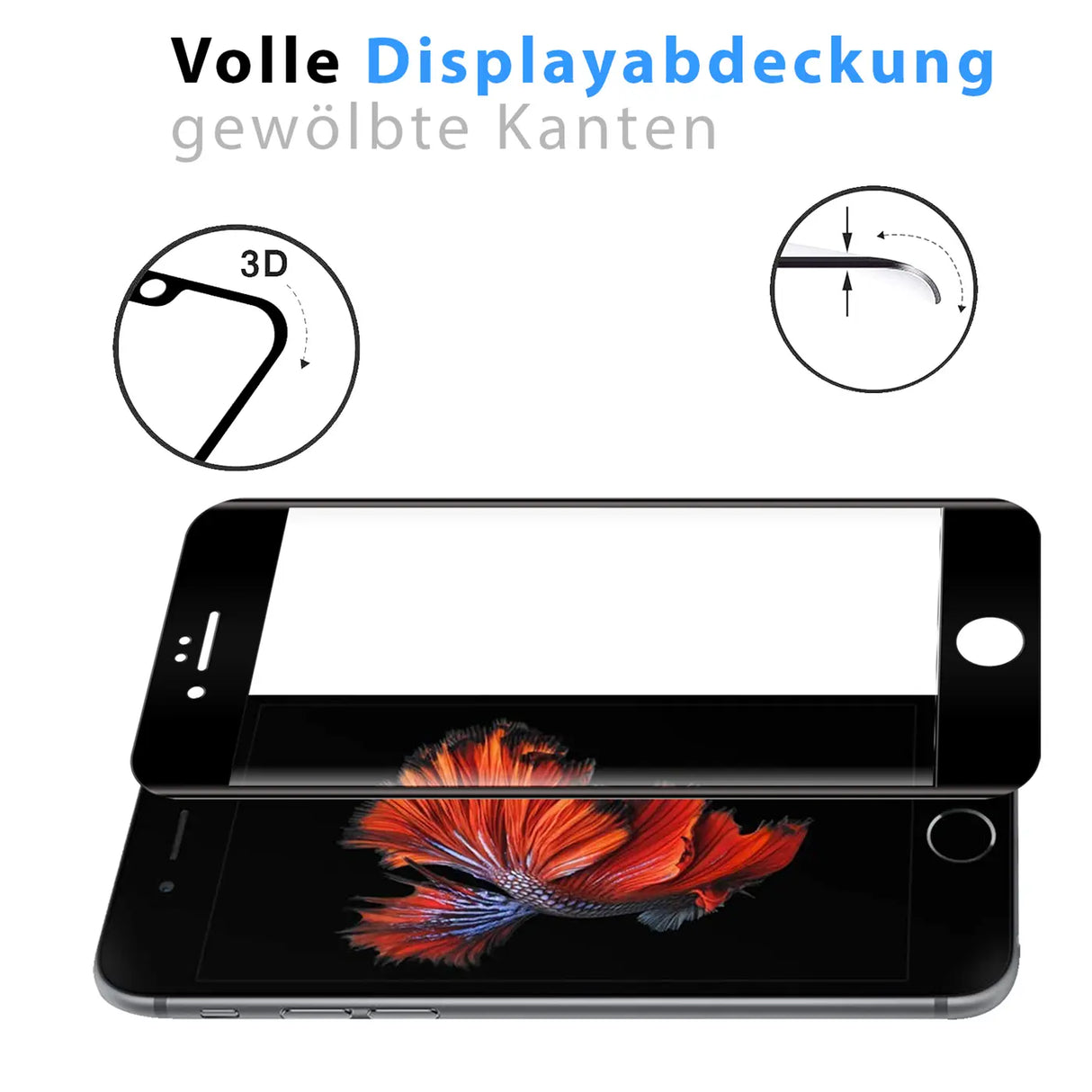 Full Screen Panzerglas für iPhone 6 / 6S mit Farbrahmen