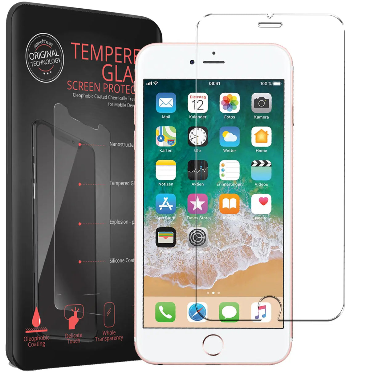 Kratzfeste und bruchsichere 9H Panzerfolie für iPhone 6s Plus / 6 Plus