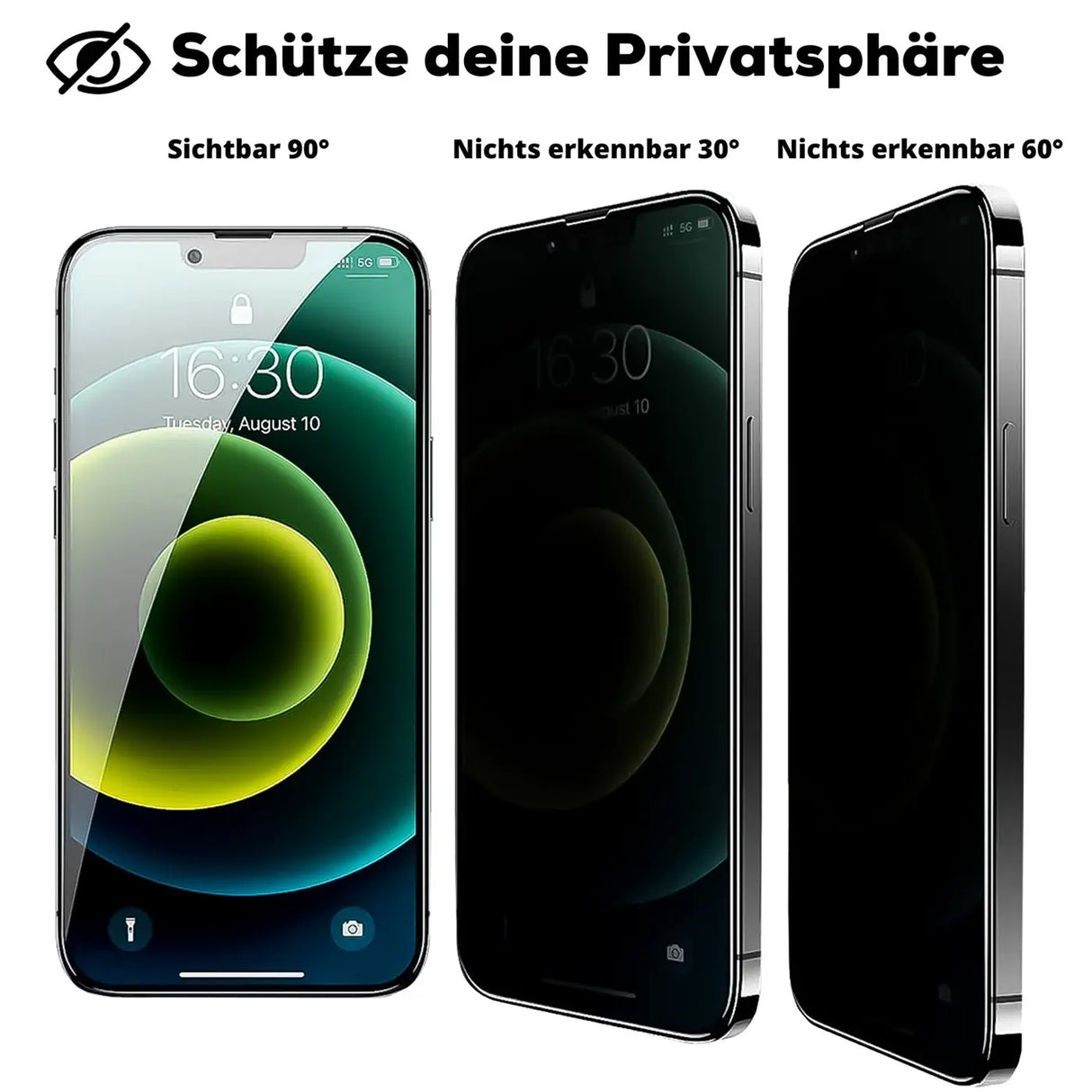 Kratzfestes Panzerglas für iPhone 14 Pro mit Blickschutz